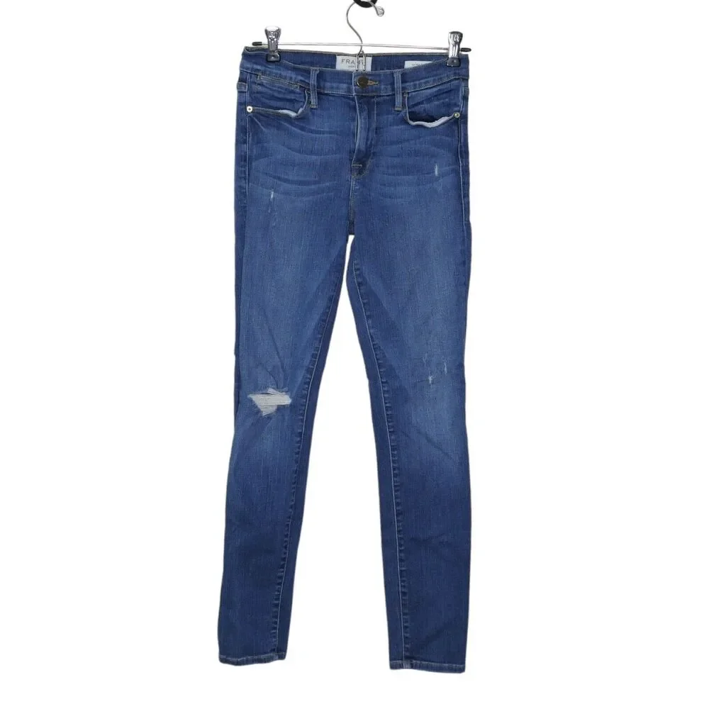 FRAME Denim Le High Skinny Jeans Womens Sz 26 Blue Medium Wash Denim Made in USA